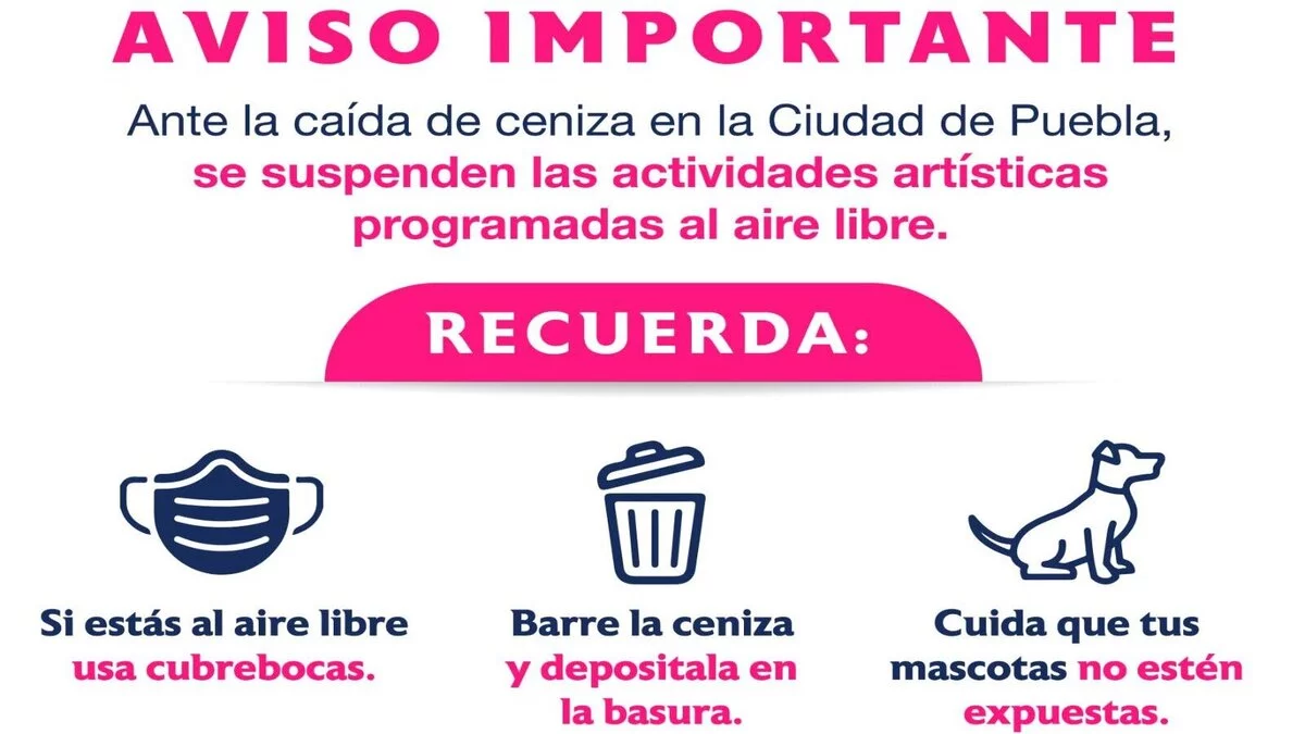 Ayuntamiento de Puebla emite recomendaciones por caída de ceniza