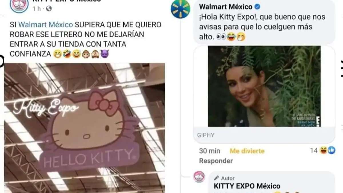 Este divertido momento entre Walmart y Kitty, quedó registrado en Facebook