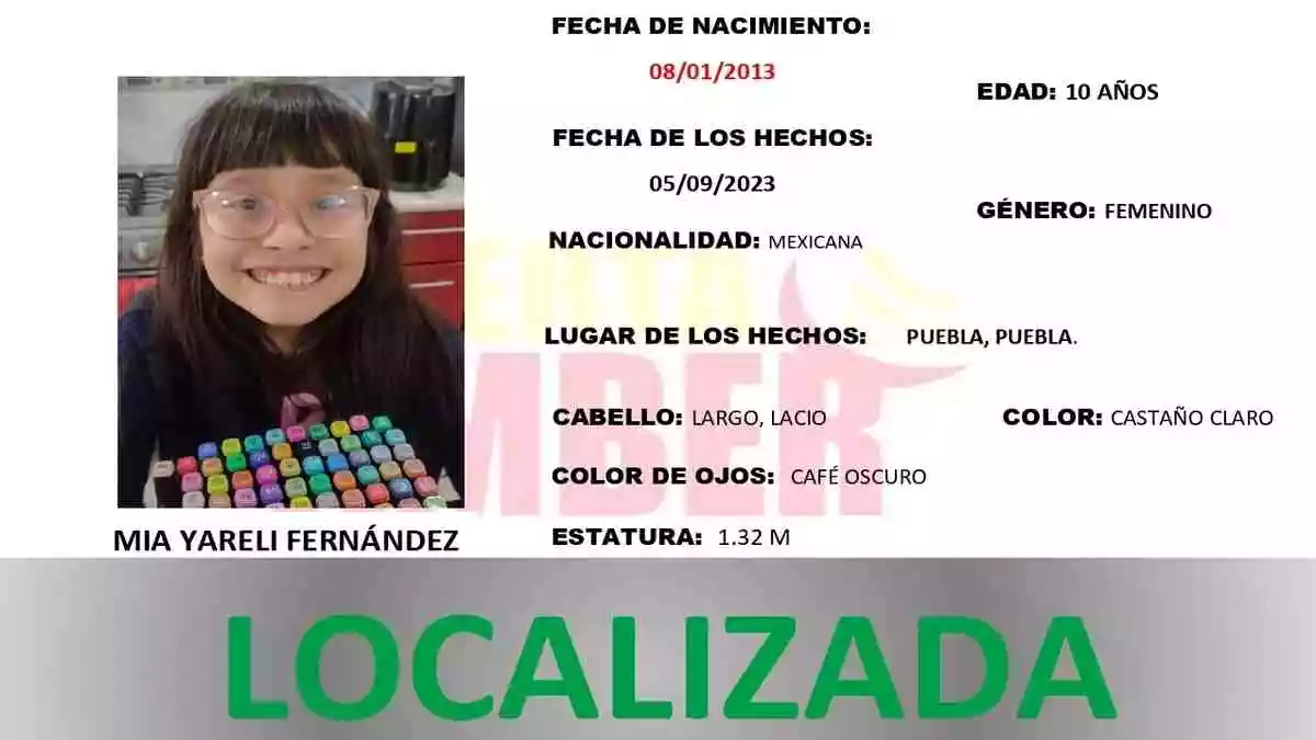 Localizada la niña de 10 años sustraída en Puebla; madre también aparece