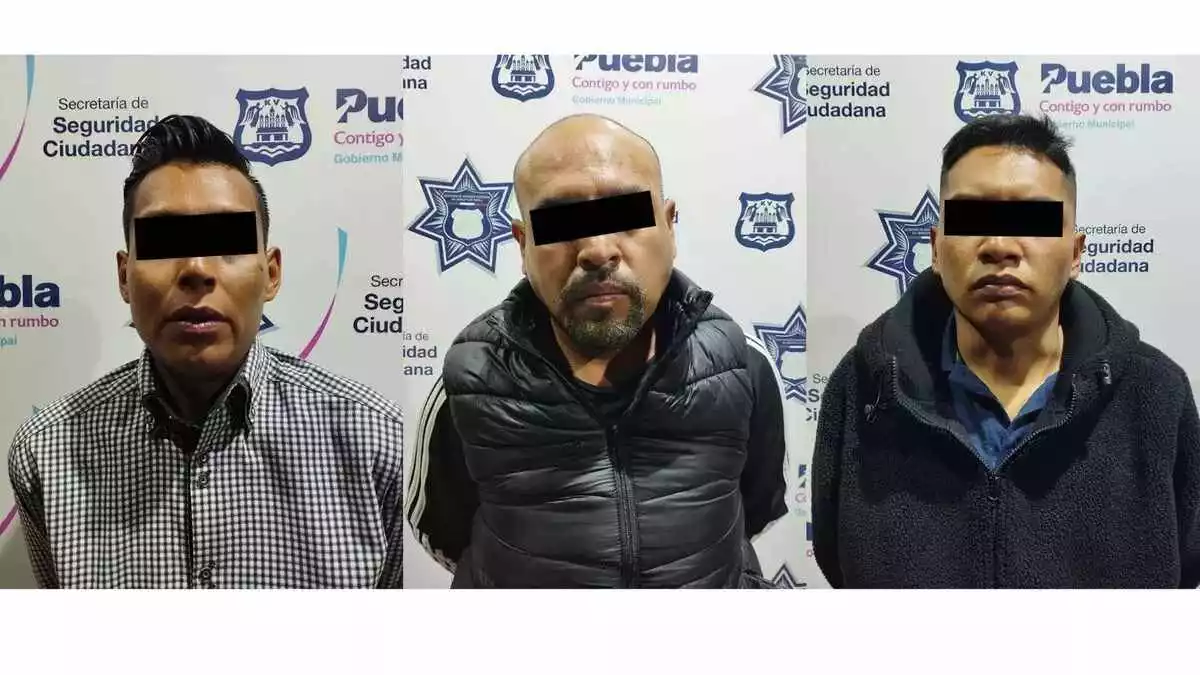 Detenidos en Puebla: Tres hombres por robo y narcotráfico