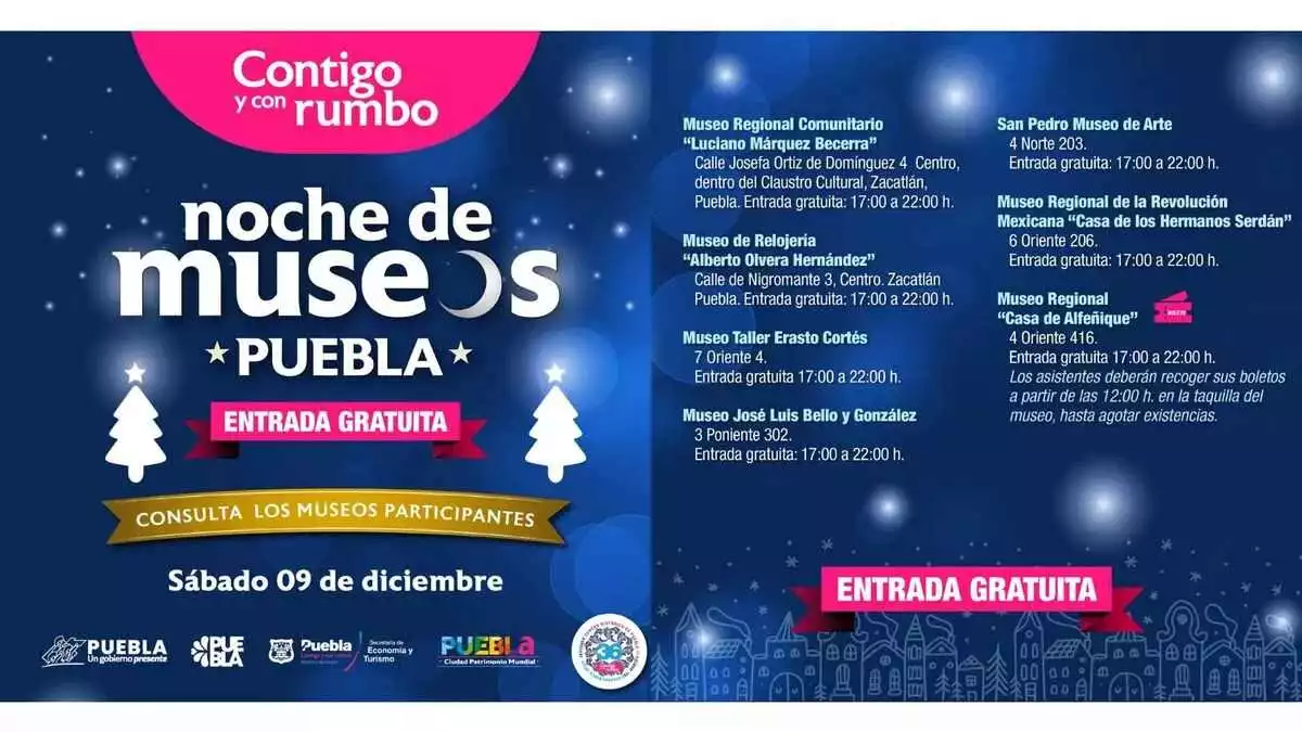 Ayuntamiento de Puebla invita a participar en la penúltima edición de noche de museos