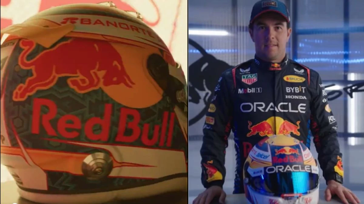 Checo Pérez mostró el casco que usará con Red Bull en la temporada 2024