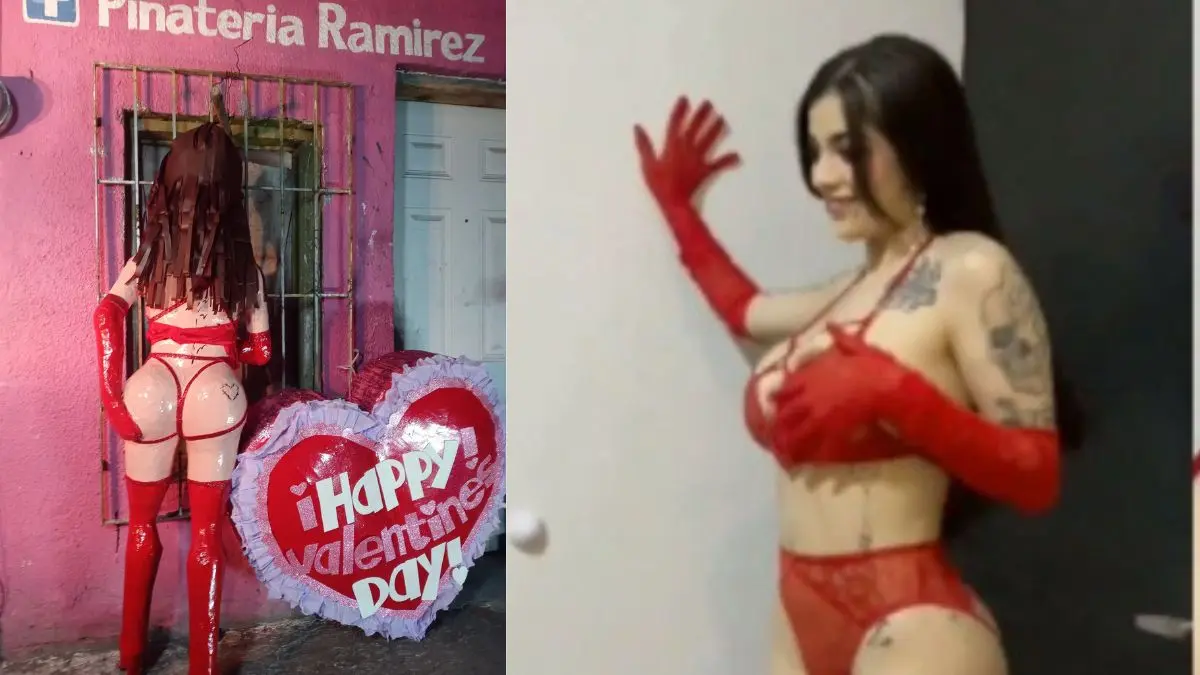 Crean piñata de Karely Ruiz con outfit rojo