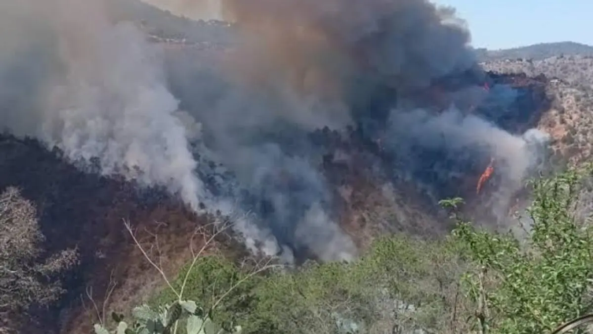 Desalojan a habitantes por incendio forestal en Cadereyta