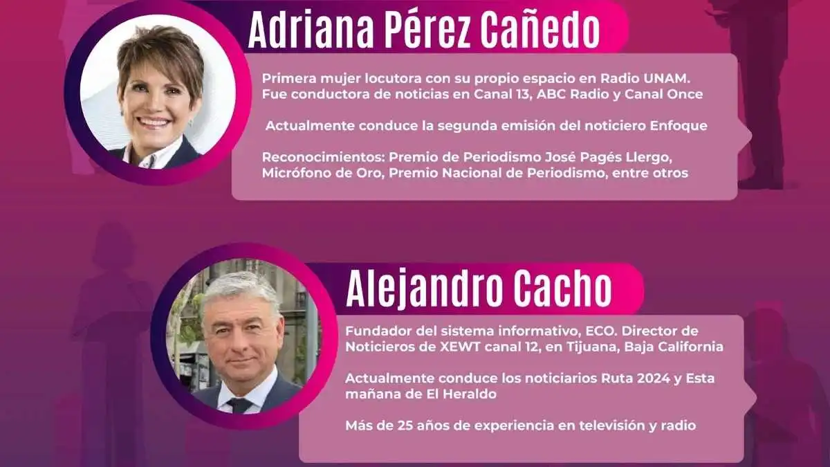 INE confirma a Adriana Cañedo y Alejandro Cacho como moderadores del segundo debate presidencial