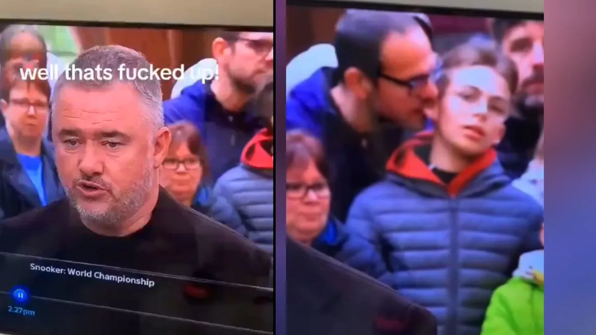 Hombre muerde la oreja de un niño durante cobertura en vivo