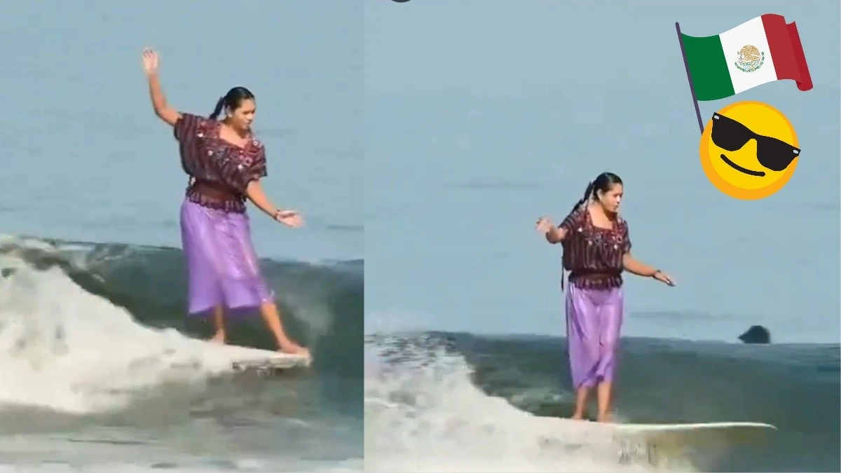 Orgullo Mexicano: Patricia Ornelas cautiva las olas con huipil
